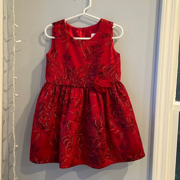 Toddler Girl Red Floral Dress